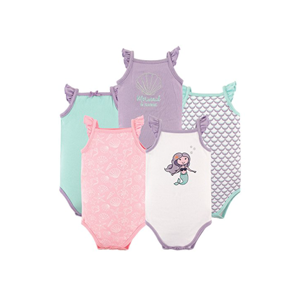Hudson Baby Bodies unissex de algodão sem mangas para bebês, Sereia, 3-6 Meses