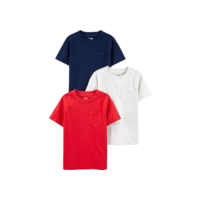 Simple Joys by Carter's Pacote com 3 camisetas de manga curta para bebês meninos, Cinza mesclado/azul marinho/vermelho, 4 Anos