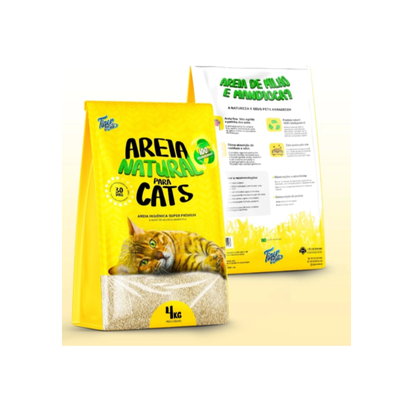 Kit 2 Areias Higiênicas Biodegradáveis para Gatos de 4 Kg Tiger Cats - Total 8Kg