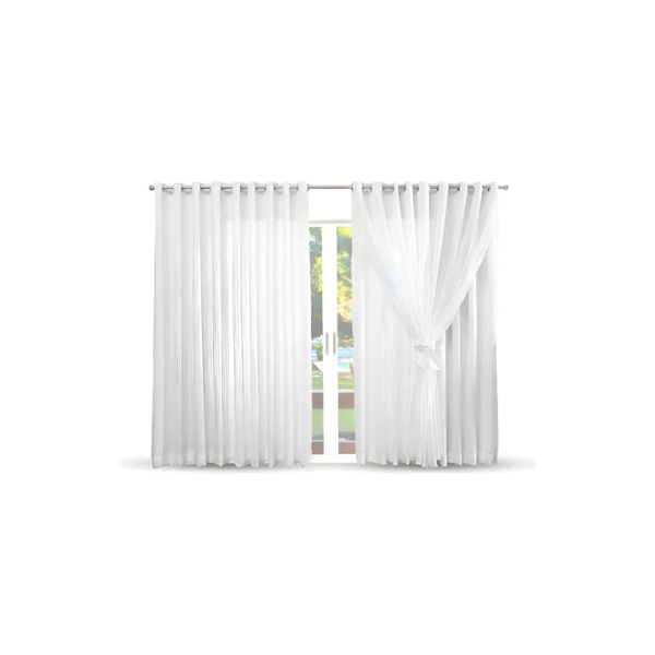 Cortina Voil Com Forro De Microfibra Sala Quarto 4,00m X 2,70m Cor Branco