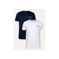 Kit Camiseta Tommy Hilfiger Logo Azul Marinho/branco