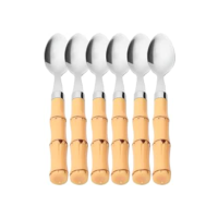 Mimo Style Conjunto de Colher de Café Cabo de Bambu, Aço Inoxidável Polipropileno. São Perfeitos Para o Dia a Dia. São Elegantes e Combinam Com Todos Os Eventos e Ocasiões. Resistente e Durável