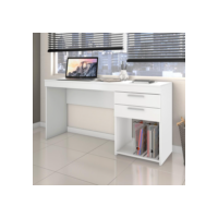 Mesa Para Computador Escrivaninha Home Office Estudos 2 Gavetas 1 Nicho Escritório Quarto Branca