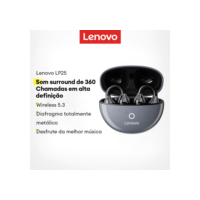 Lenovo LP25 Fone De Ouvido Bluetooth Transparente Alto E Baixo Uso Extralongo