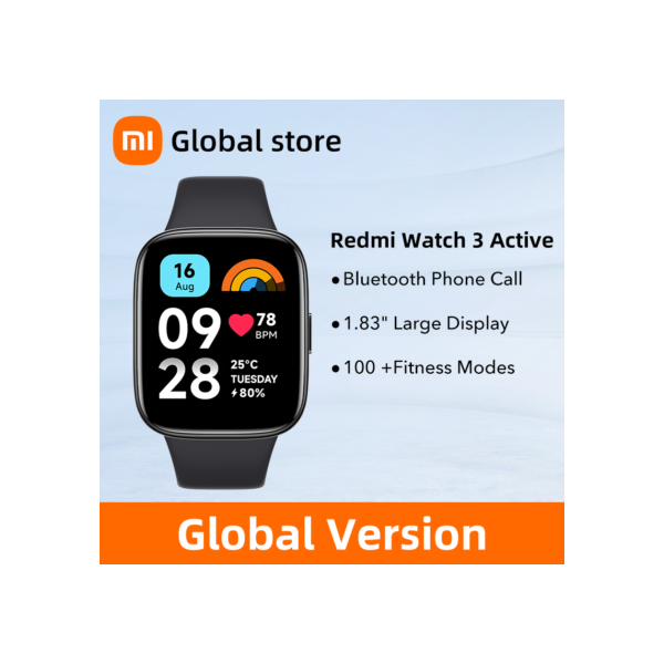 Xiaomi-Redmi Watch 3 Versão Global, Bluetooth Ativo, 5.3 Pulseiras Esportivas, 1.83 "Display LCD, Monitor de Oxigênio no Sangue, 5ATM Impermeável