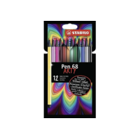 Caneta Brush Premium – STABILO Pen 68 brush ARTY – Estojo com 12 unidades – Em 12 cores