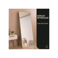Espelho de Chão Corpo Inteiro Retangular Grande 170x70cm com Suporte de Chão Moldura de Alumínio
