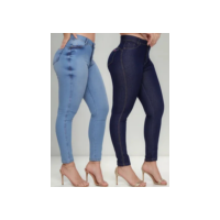 Kit 2 Calça Jeans Feminina Cintura Alta Com Lycra