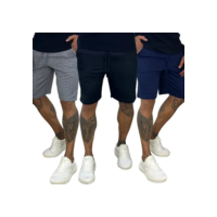 Kit 3 Bermudas De Moletom Academia Short Masculino De Treino