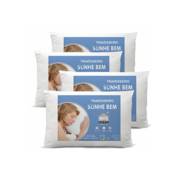 kit 4 Travesseiro Sonhe Bem Antialérgico Siliconado Branco - Arte Cazza