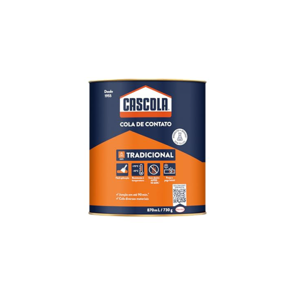 Cascola Cola Tradicional sem Toluol, Adesivo de Contato, 1x730g