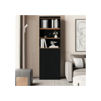 Livreiro Organizador Escritório Estante Para Livros Com Portas E Prateleiras Gold luxo Modulado cor preto/nature
