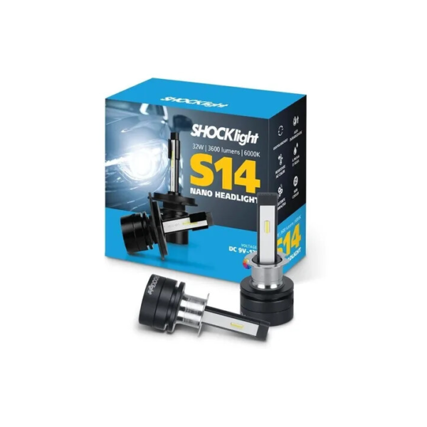 Lâmpada Led Nano Shocklight S14 H1 H3 H7 H11 H16 H27 Hb3 Hb4