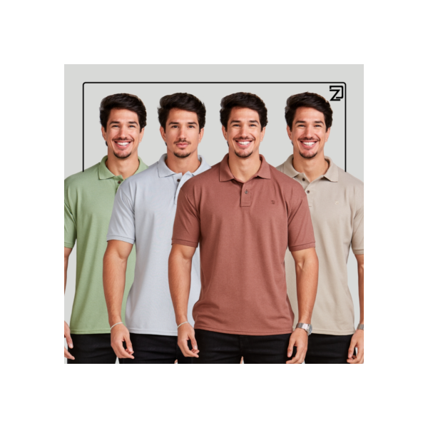 Kit 4 Camisas Polo Masculina Piquet Premium