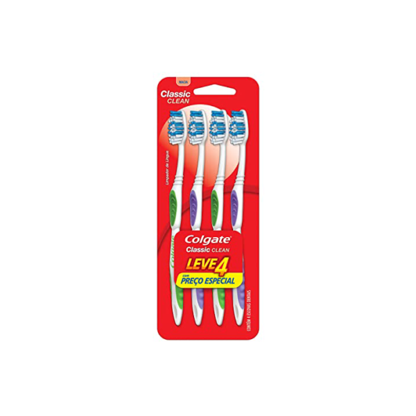 Colgate Escova De Dente Classic Clean Macia 4 Unidades | Cores Sortidas