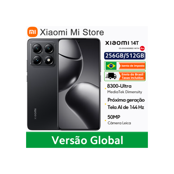 Xiaomi 14t 5g versão global smartphone dimensão 8300-ultra 144hz amoled ai display 67w hipercarga 5000mah 50mp câmera leica