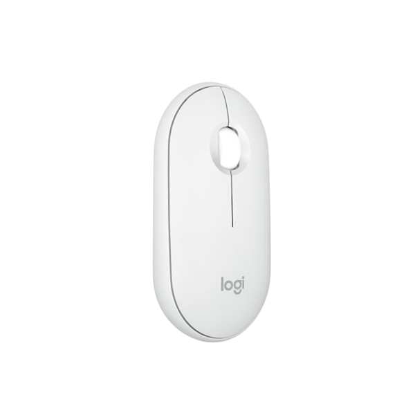 Mouse sem fio Logitech Pebble 2 M350s com Clique Silencioso, Design Slim Ambidestro, Conexão Bluetooth e Pilha Inclusa - Branco
