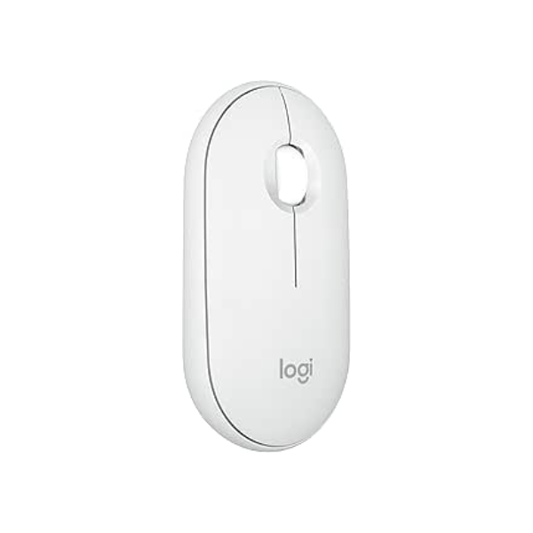 Mouse sem fio Logitech Pebble 2 M350s com Clique Silencioso, Design Slim Ambidestro, Conexão Bluetooth e Pilha Inclusa - Branco