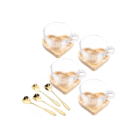Kit 4 xícaras G + 4 pires Coração + 4 colheres Coração