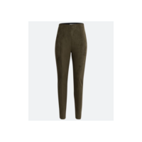 Calça Legging em Material Sintético com Recortes Verticais Verde Oliva