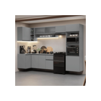 Armário de Cozinha Completa de Canto Suspenso 385cm Cinza Nice Madesa 01