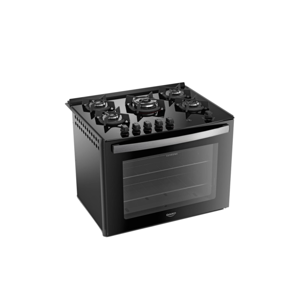 Fogão de Embutir 5 Bocas Preto com Mesa de Vidro Dako Supreme Bivolt