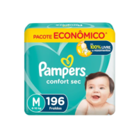Fralda Pampers Confort Sec M 196 Unidades, Pampers