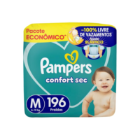 Fralda Pampers Confort Sec M 196 Unidades, Pampers