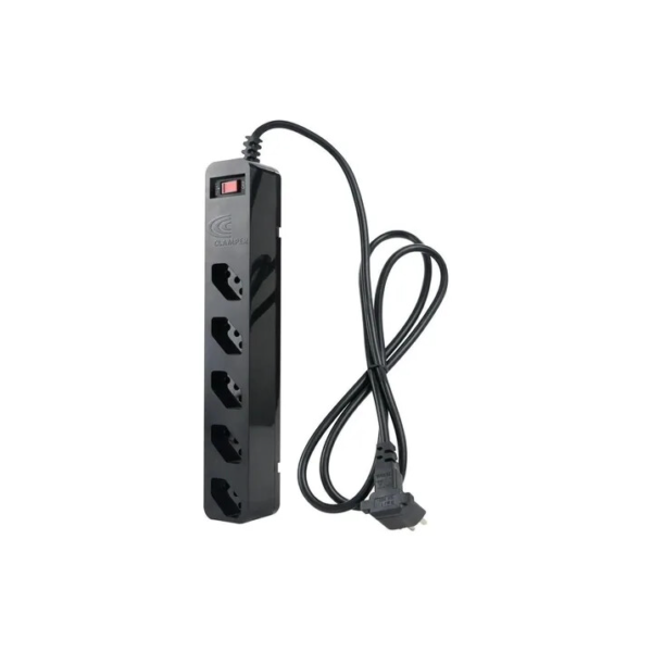 Filtro De Linha Energia 5 Tomadas Protetor Elétrico Cabo 1 Metro cor Preto