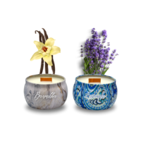 Vela Aromática Luxo 130g Baunilha, Lavanda, Capim Limão, Alecrim, Maça e Canela | Pavio Madeira