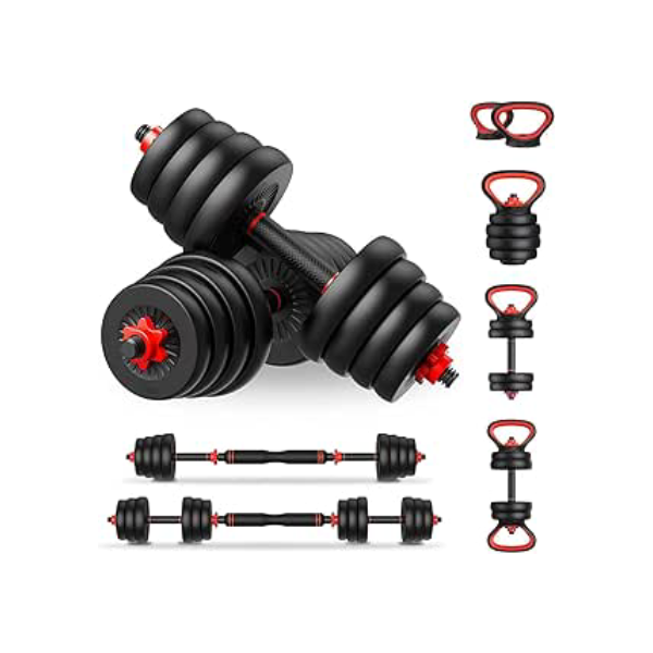 Kit Halteres 6 Em 1 Peso Musculação Até 15kg Ajustável Preto
