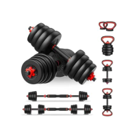 Kit Halteres 6 Em 1 Peso Musculação Até 15kg Ajustável Preto