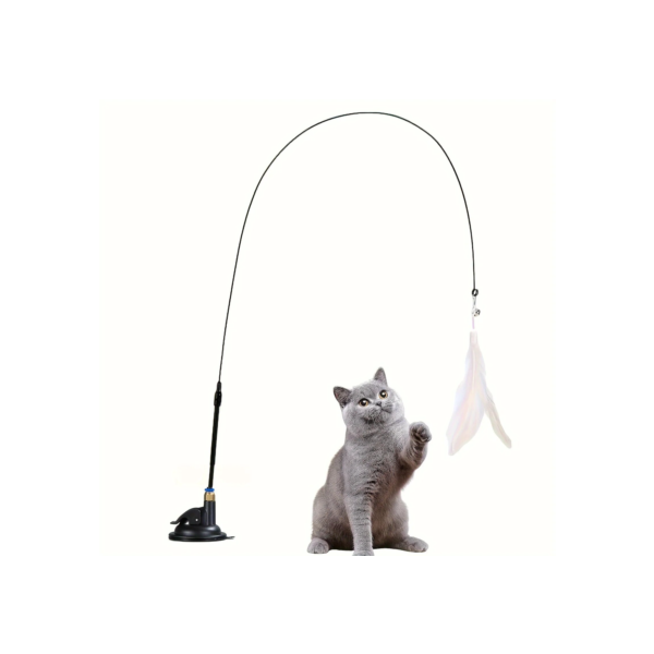 Brinquedo do teaser do gato para Playtime emocionante, sino interativo e vara de pena, longa ventosa pólo, aventuras finais
