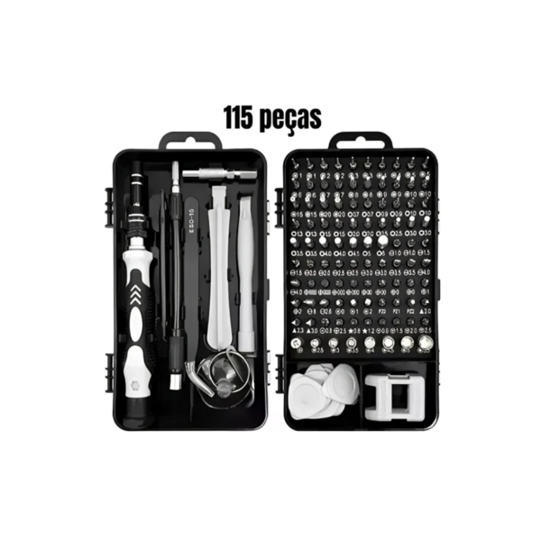Jogo Chaves De Fenda Precisão Com 115 peças 1 Kit Ferramentas P/ Manutenção Celular Notebook Tablet Reparação