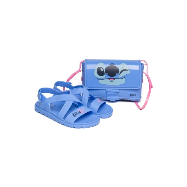 Sandália Infantil Grendene Disney Stitch Bolsa Azul/rosa