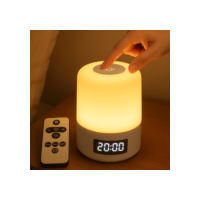 Luminária de Mesa LED Recarregável com Relógio Digital e Controle Remoto, Abajur Touch Dimerizável Portátil, Luz Noturna Infantil para Quarto, Escritório, Berçário e Presente Criativo