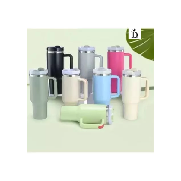 Copo Térmico Inox Alça Flip Straw SEM LOGO com canudo INOX  1200ml