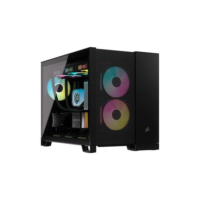 Gabinete Gamer Corsair 2500D, Mini-Tower, M-ATX, Lateral em Vidro Temperado, Sem FANs, Preto - CC-9011263-WW