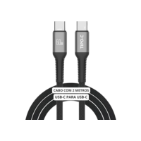 Cabo USB-C 2 metros Tipo C Turbo 60W Ultra Rapido Nylon Trançado e Reforçado Android e Iphone Notebook Tablet Qualidade Premium Carregamento Transferência de Dados
