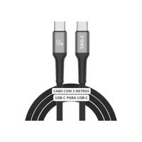Cabo USB-C 2 metros Tipo C Turbo 60W Ultra Rapido Nylon Trançado e Reforçado Android e Iphone Notebook Tablet Qualidade Premium Carregamento Transferência de Dados