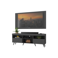 Rack c/Painel p/Tv até 65" e Pés Retrô Flórida Multimóveis Preto