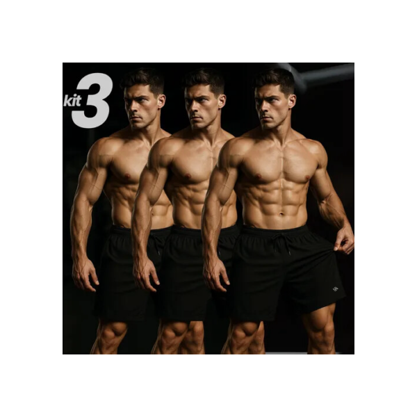 Kit 3 Bermuda Short Masculino Treino Academia Tactel Fitness