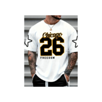 Camiseta Masculina Streetwear 100% Algodão Estampada Chicago 26 Camisa Unissex Premium