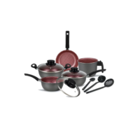 Conjunto Panelas Elegan Prime 8 Peças Grafite com Rosa - Dona Chefa