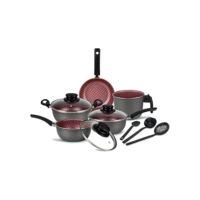 Conjunto Panelas Elegan Prime 8 Peças Grafite com Rosa - Dona Chefa
