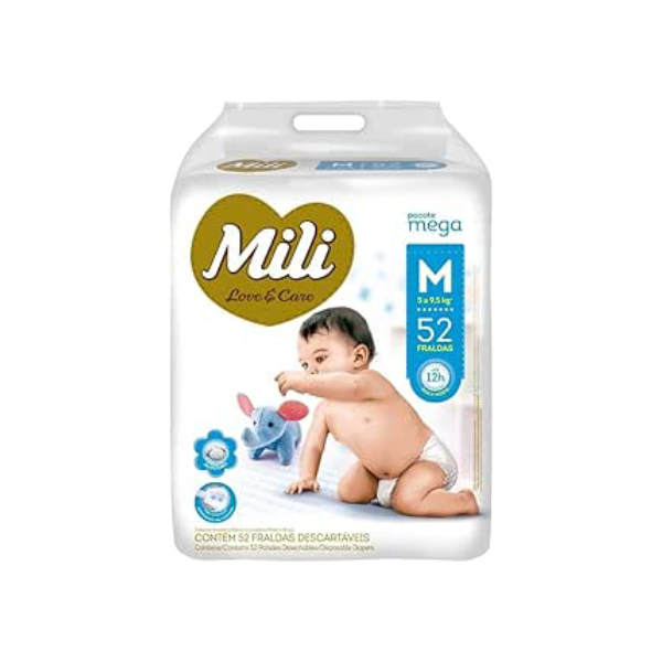 Mili Fralda Lovecare Mega M Pacote Com 52 Unidades