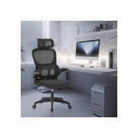 Cadeira de escritório, design ergonômico com suporte lombar independente, malha respirável e encosto de cabeça ajustável (Preto)