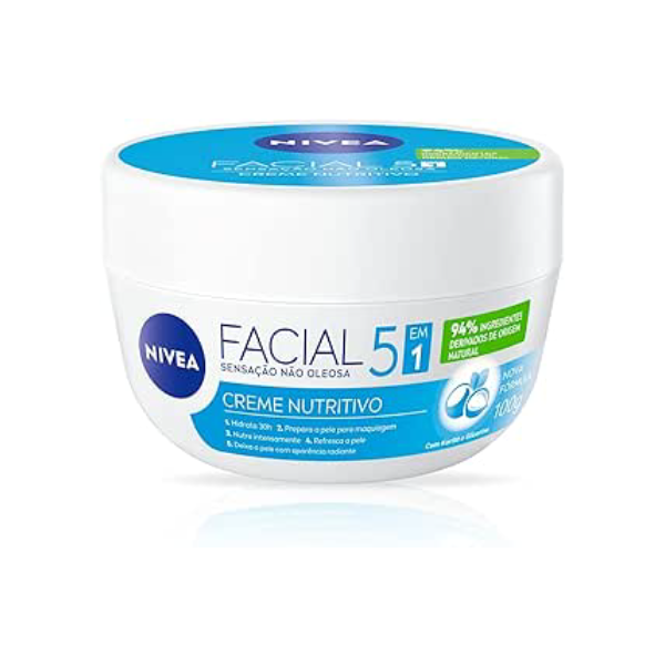 NIVEA Creme Facial Nutritivo 100g - Sua fórmula à base de água, Karité e Vitaminas hidrata por 30h sem deixar a pele oleosa, além de ser um ótimo primer