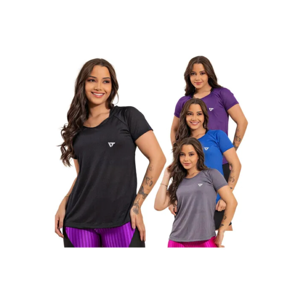 Kit 4 Blusas Feminina Fitness Dry Fit  Camiseta Academia