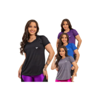 Kit 4 Blusas Feminina Fitness Dry Fit  Camiseta Academia